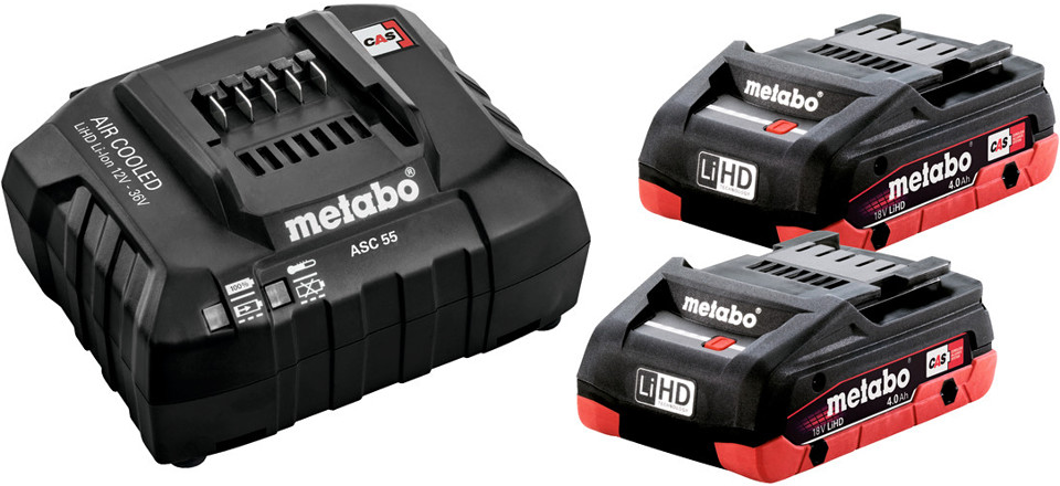METABO sada 2x baterie LiHD 4,0 Ah SE + nabíječka