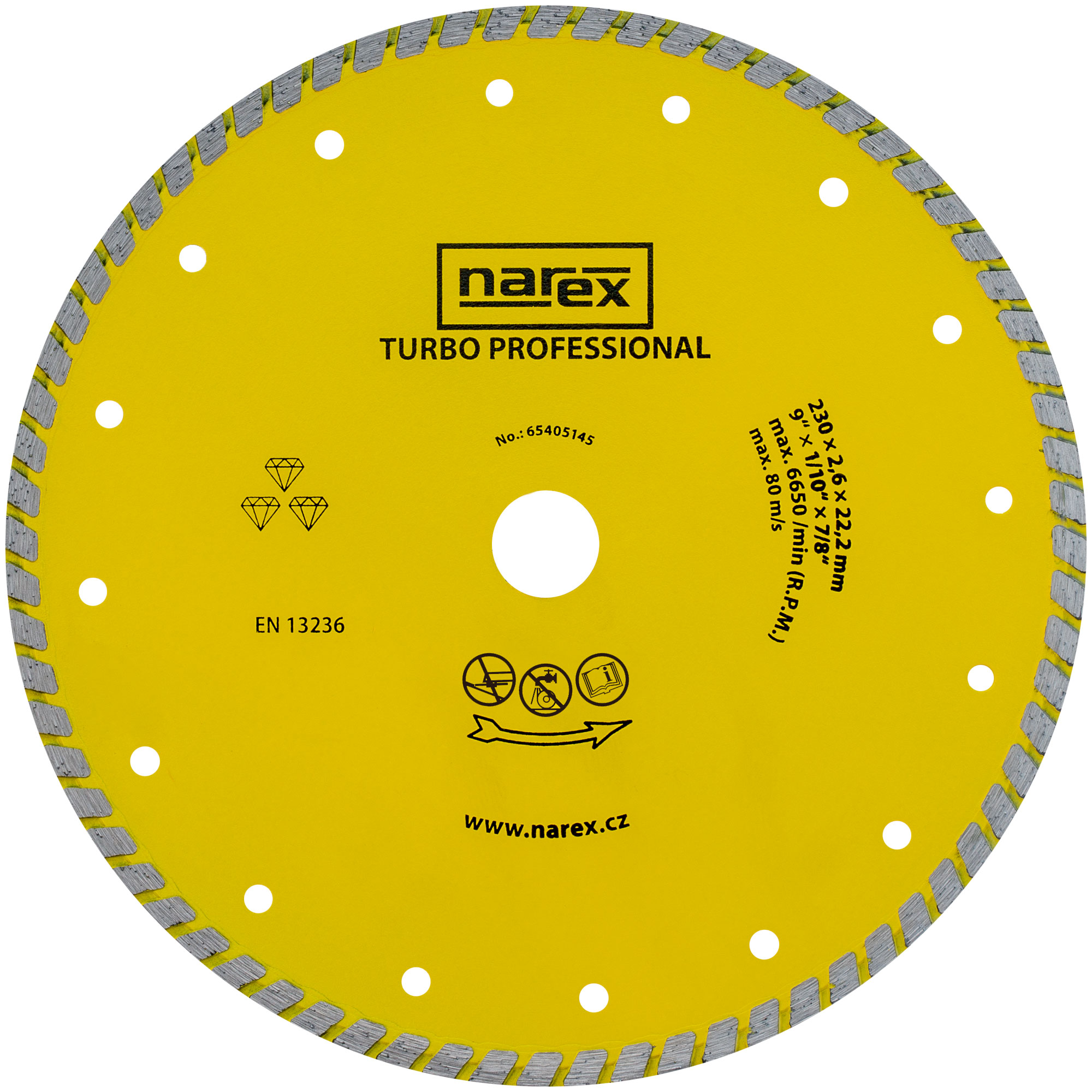 NAREX 230x22,23mm DIA dělící kotouč na stavební materiály TURBO PROFESSIONAL