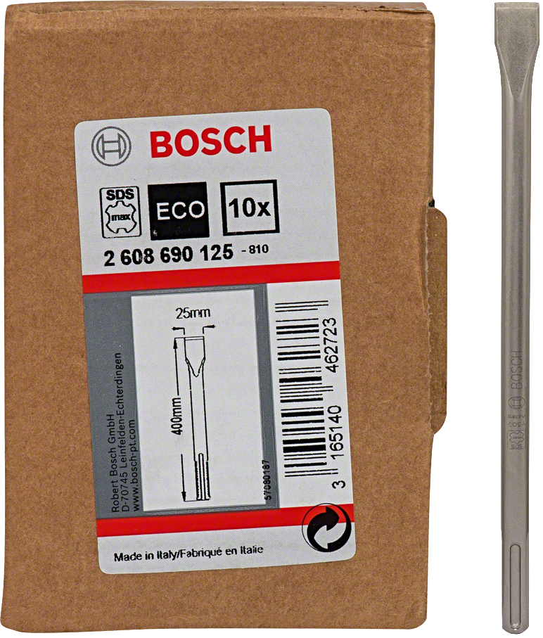 BOSCH balení 400mm plochých sekáčů SDSMAX, 10 ks (šířka 25 mm)