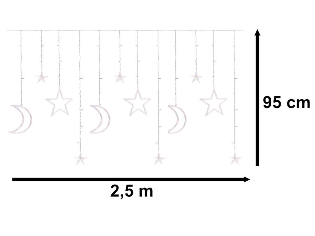 KIK KX5247_2 LED měsíční záclony hvězdy 2,5 m 138LED vícebarevné AKCE