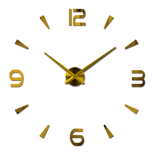KIK Designové 3D nalepovací hodiny 80-120cm, zlatá, KX7848
