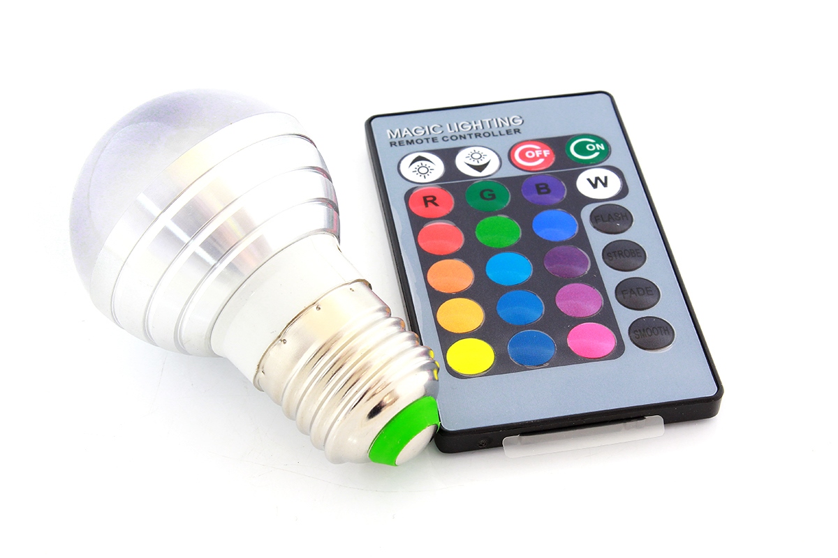 APT LED žárovka RGB s dálkovým ovládáním E27 3W, ZD7C