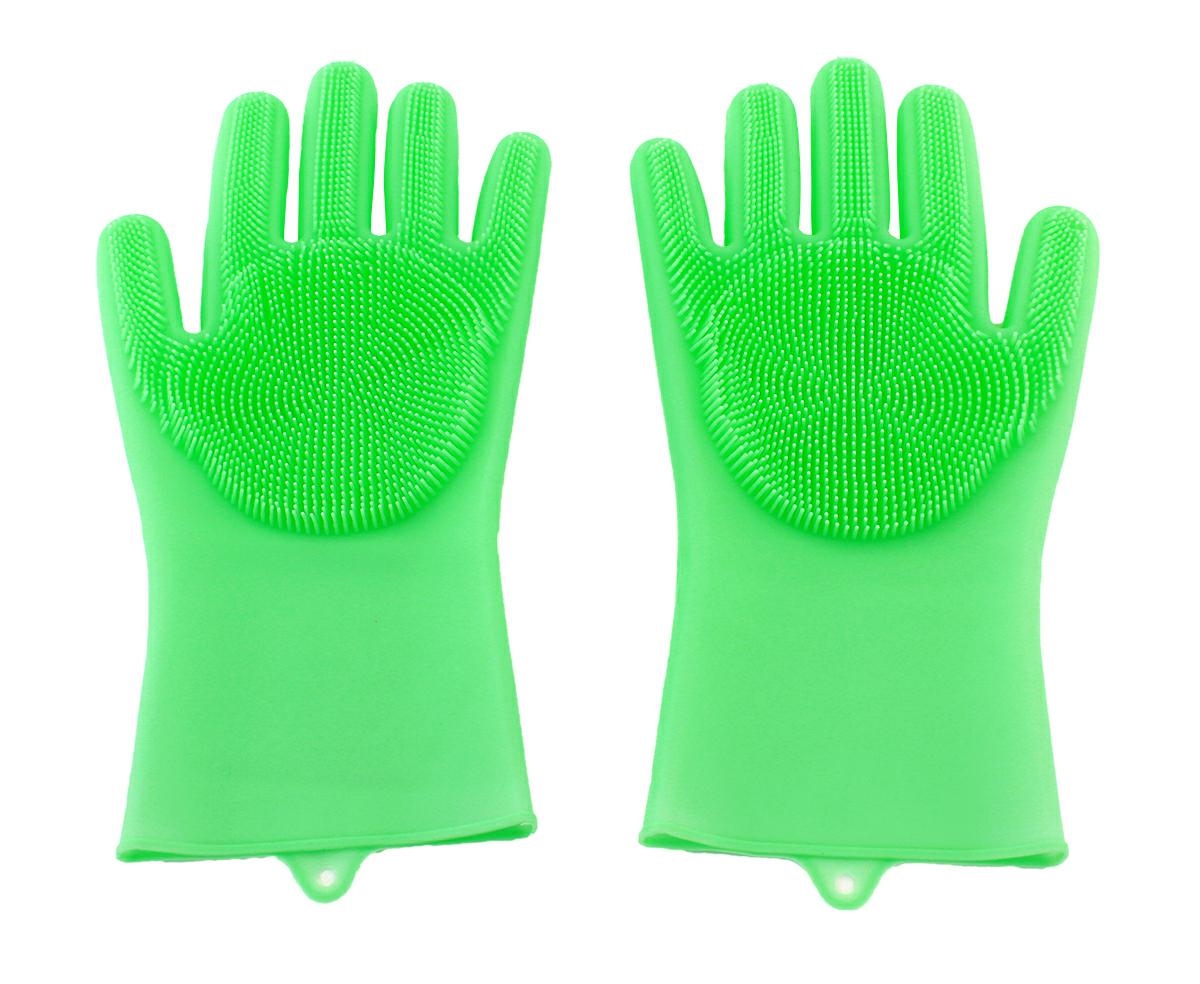 APT AG672C Silikonové rukavice na mytí nádobí - zelené