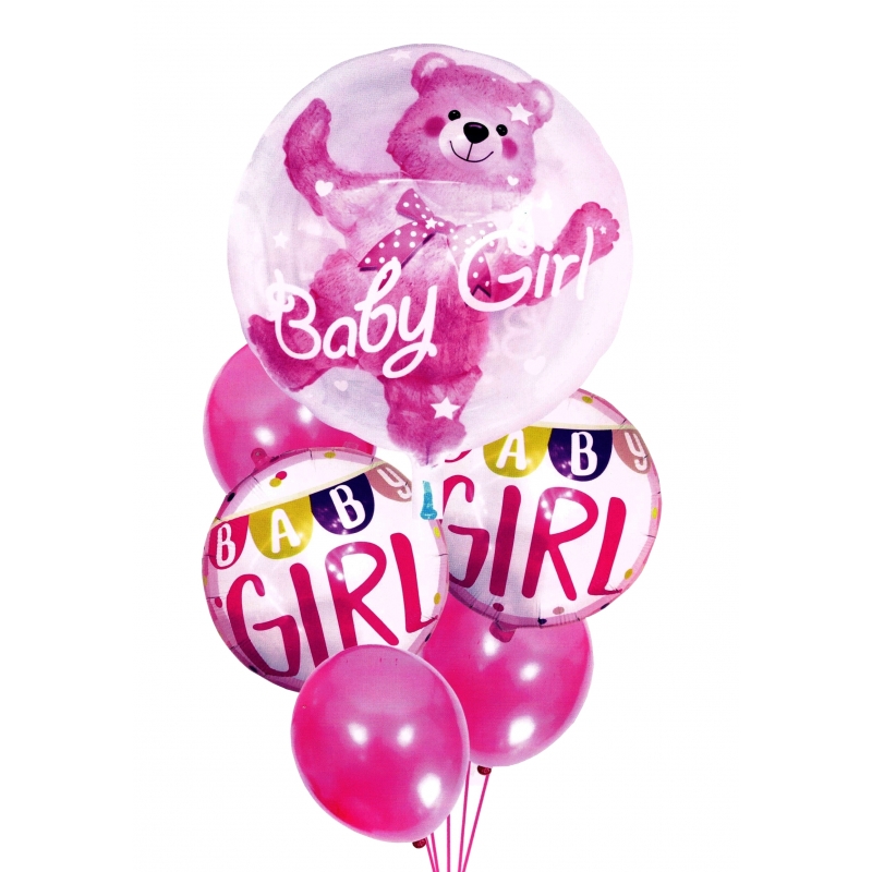 KIK KX5949_1 Sada nafukovacích balónků BABY GIRL 6 ks - růžová