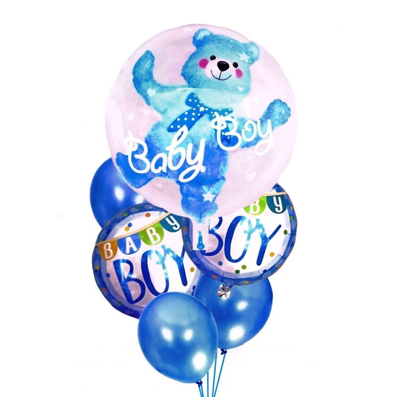 KIK KX5949 Sada nafukovacích balónků BABY BOY 6 ks - modrá