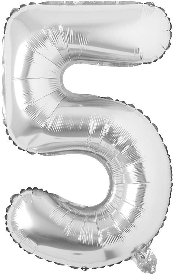 DAALO Nafukovací balónky čísla maxi stříbrné - 5