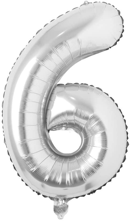 DAALO Nafukovací balónky čísla maxi stříbrné - 6