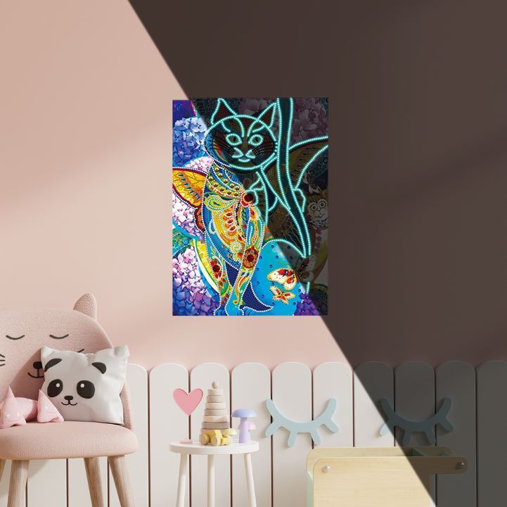 DAALO Diamantové malování svítící ve tmě - kočka