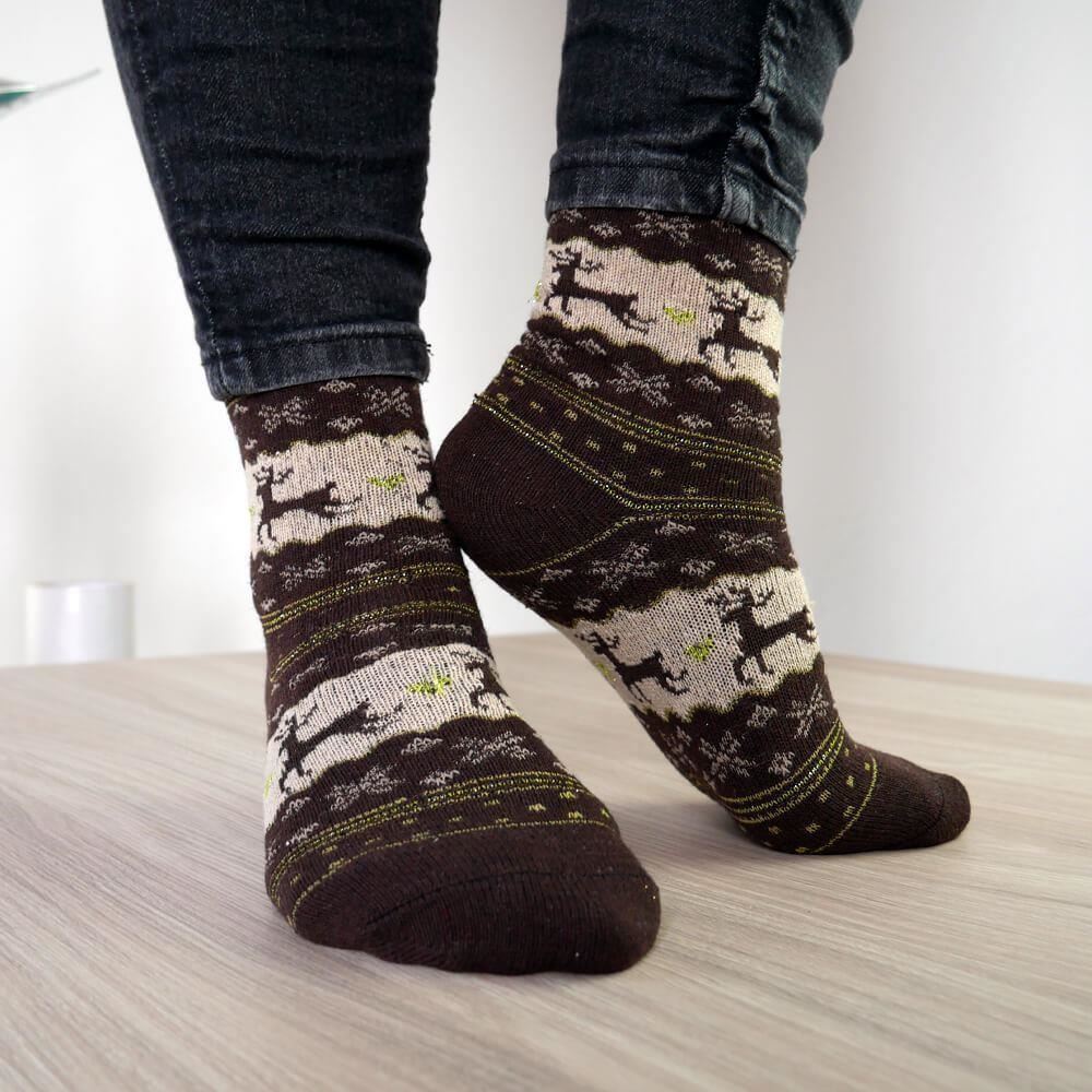 DAALO Vánoční ponožky s norským vzorem - hnědé