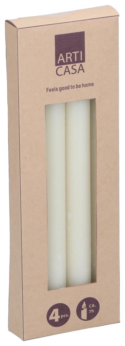 EDCO Sada svíček Arti Casa, slonová kost, Ø 2,3 x 25,5 cm, 4 ks