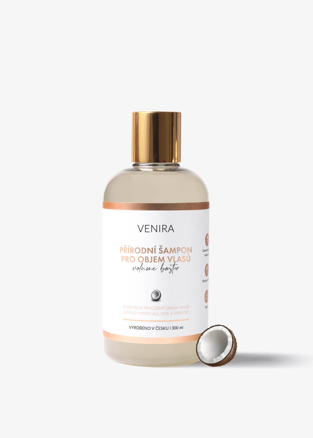 VENIRA přírodní šampon pro objem vlasů - VOLUME BOOSTER, kokos, 300 ml
