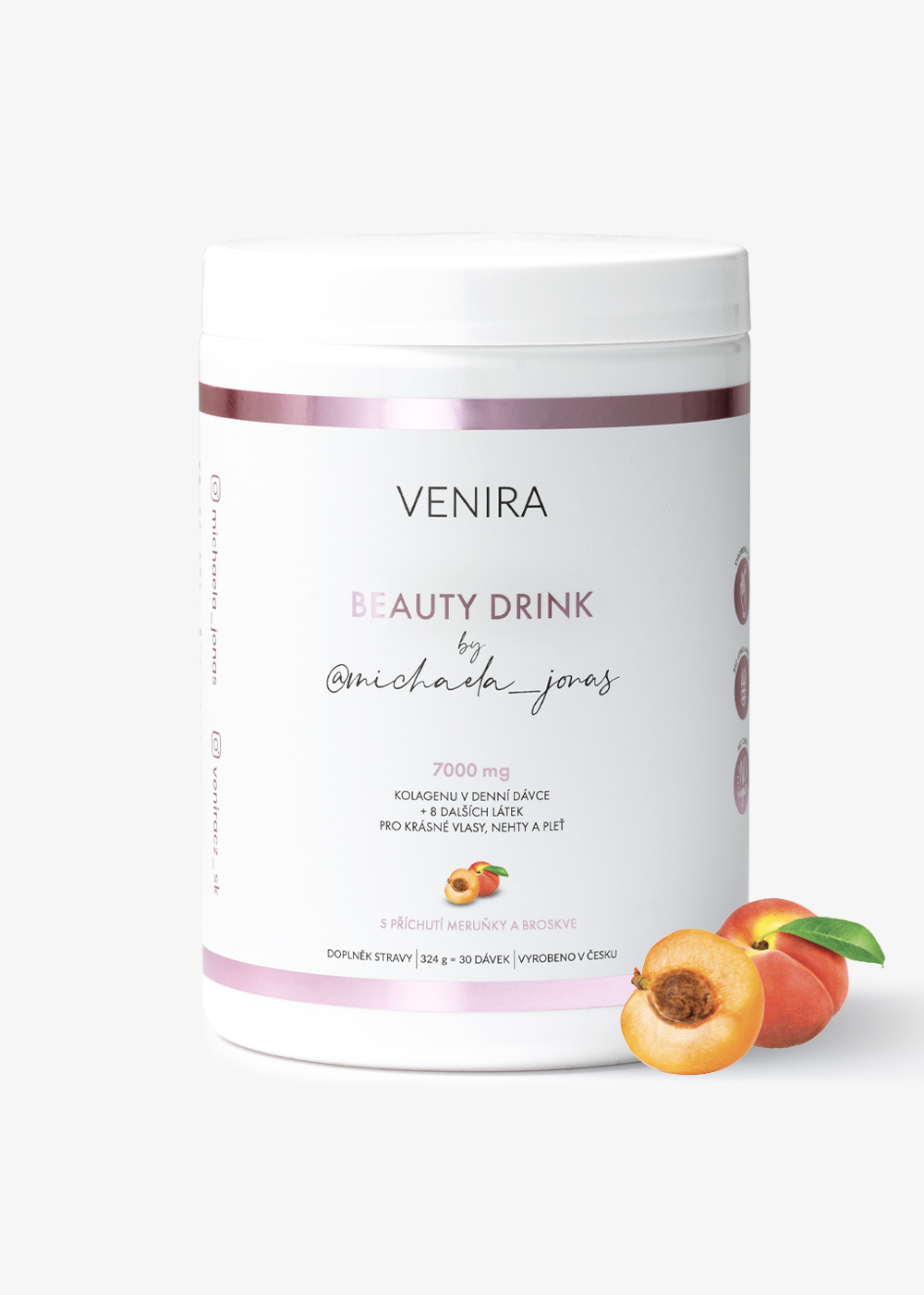 VENIRA beauty drink by @michaela_jonas, marhuľa a broskyňa, 324 g broskyňa-marhuľa, 324 g