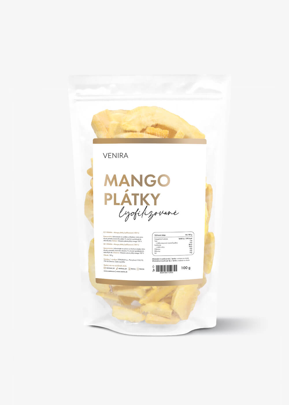 VENIRA lyofilizované mango - plátky, 100 g 100 g