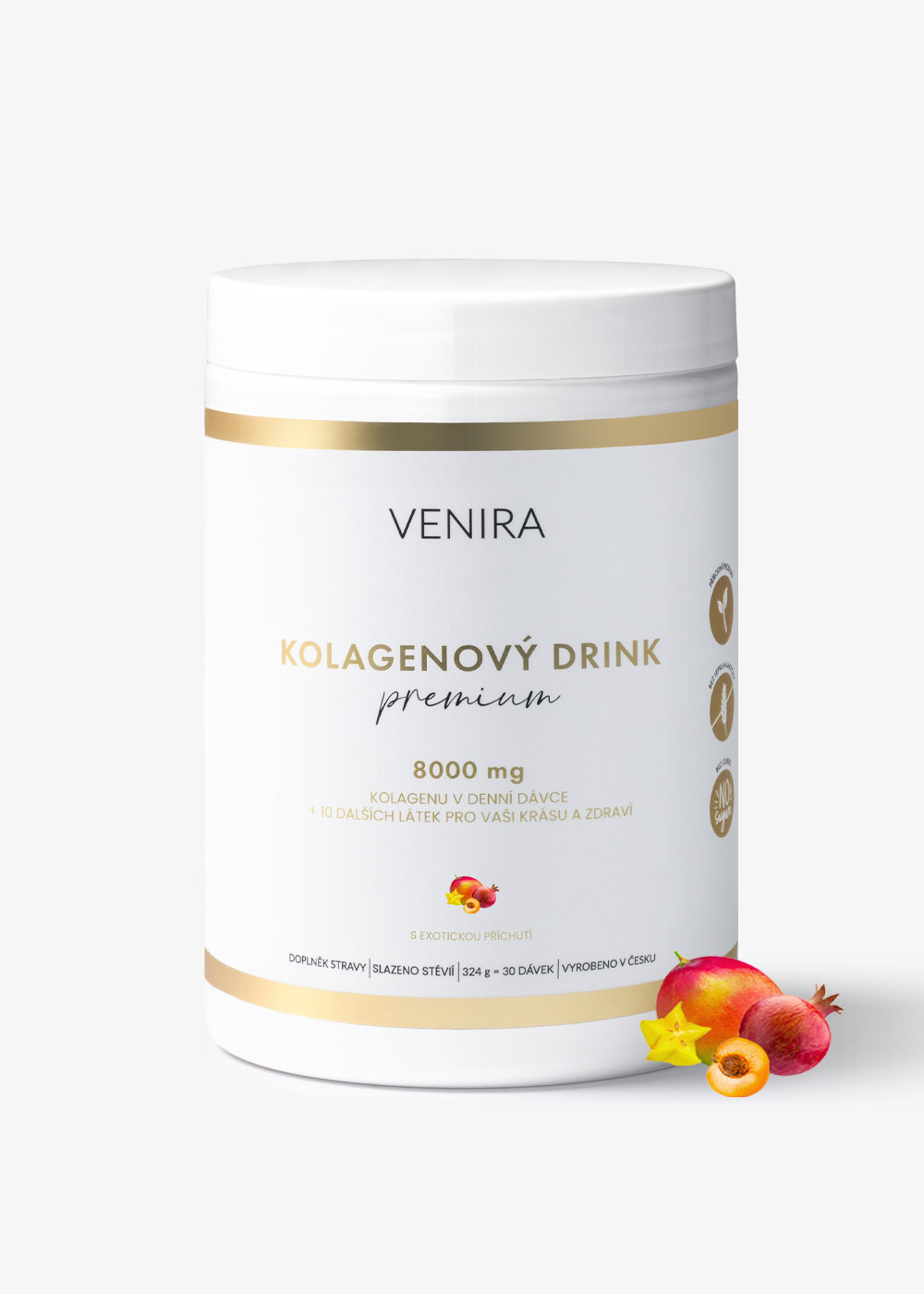 VENIRA PREMIUM kolagénový drink pre vlasy, nechty a pleť, exotický mix, 324 g exotický mix, bravčový kolagén, 324 g