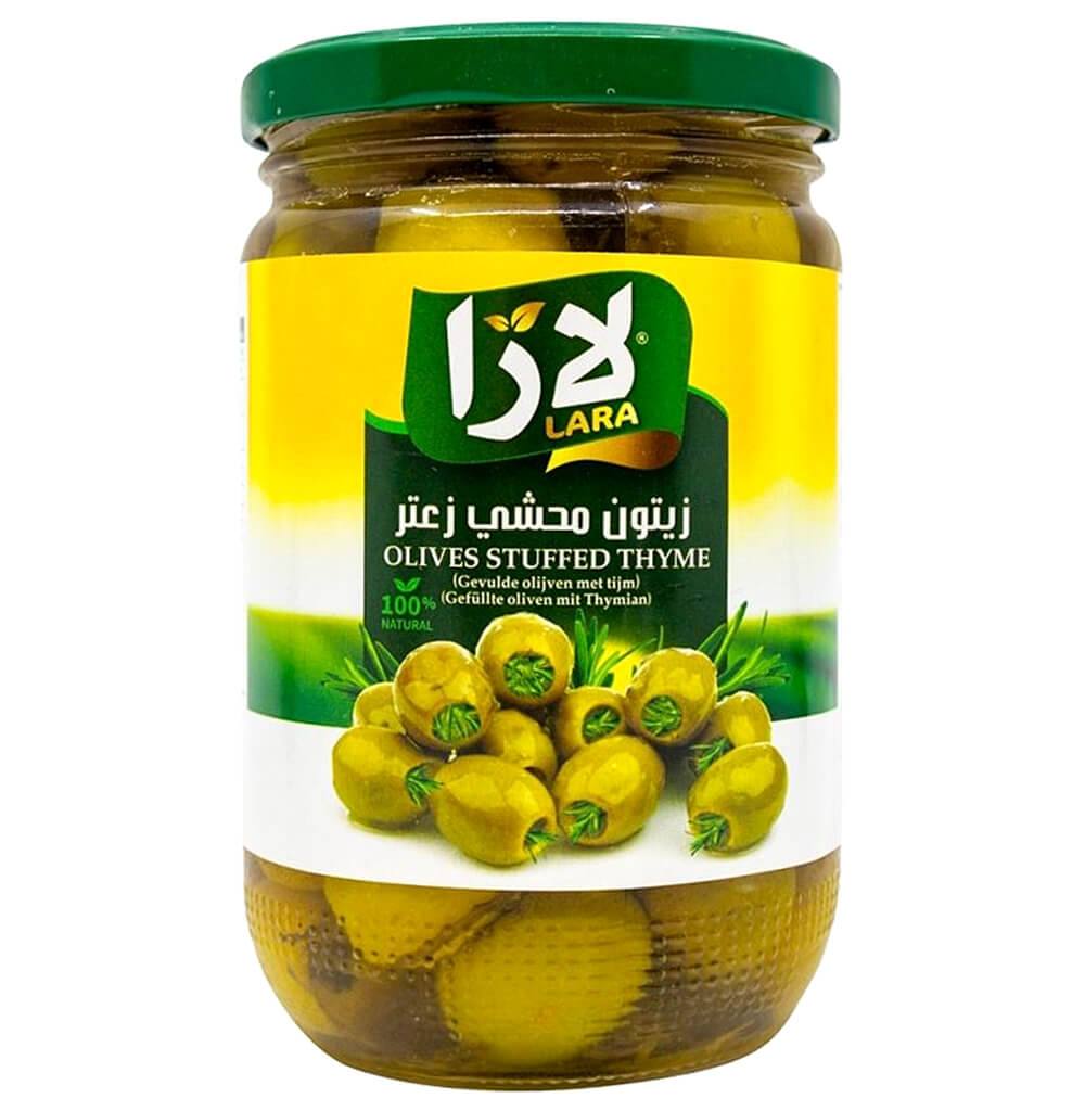 Lara Zelené olivy plněné tymiánem 375 g