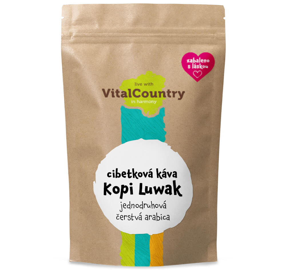 Vital Country Cibetková káva Kopi Luwak Množství: 200 g, Varianta: Zrnková