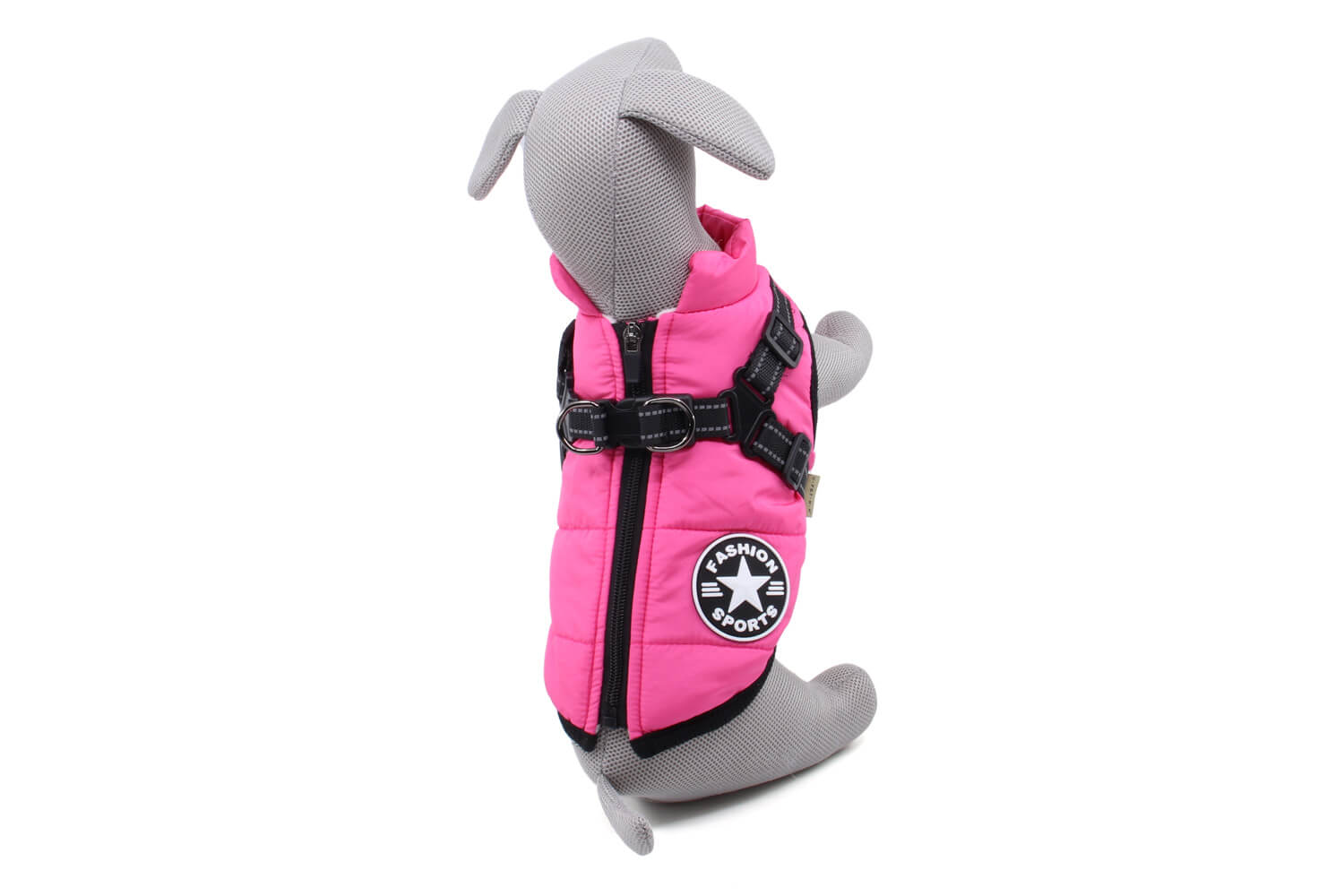 Vsepropejska Achar zimní bunda pro psa s postrojem Barva: Růžová, Délka zad (cm): 22, Obvod hrudníku: 34 - 36 cm