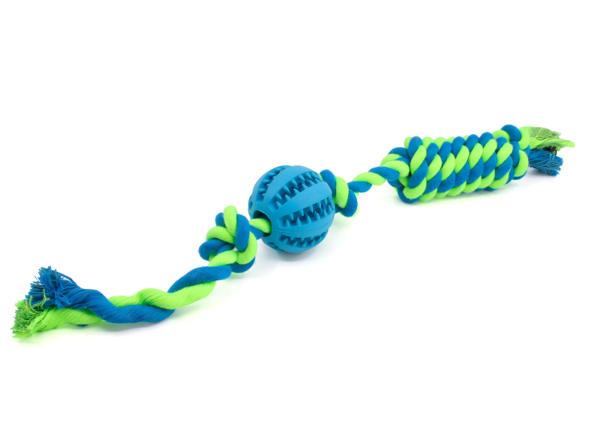 Vsepropejska Tula přetahovadlo s dentálním míčkem pro psa Barva: Modrá, Délka: 5 cm