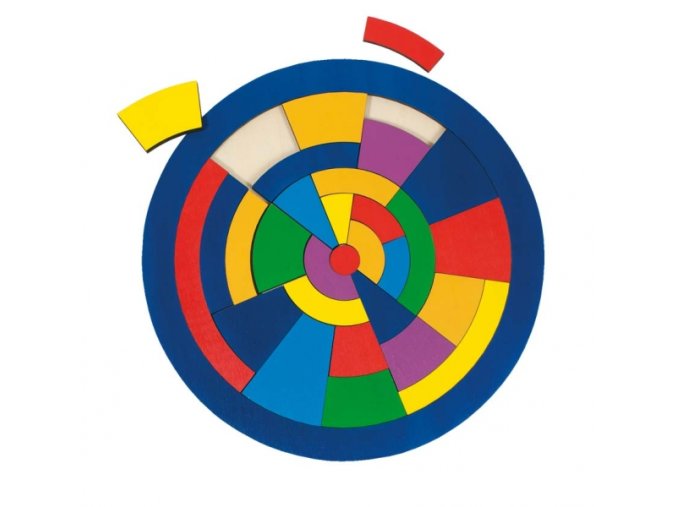 Kulaté puzzle na desce – barvy