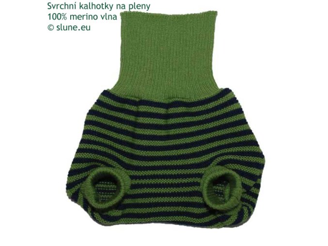 Pletené vlňáčky PoPoLiNi, Zelené s modrými proužky DOPRODEJ