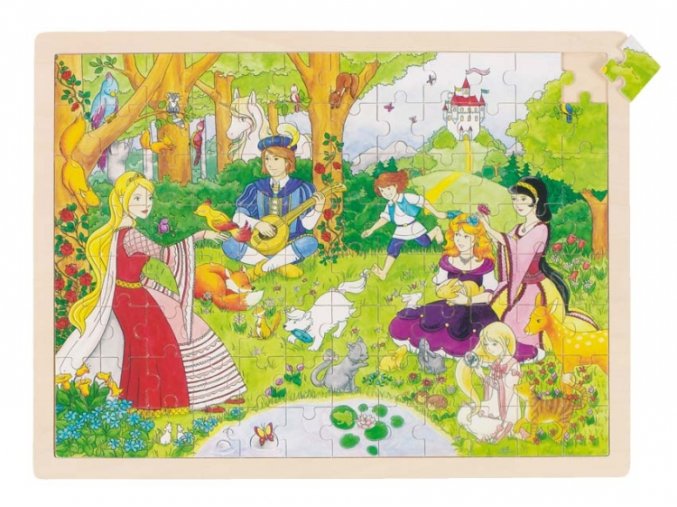 Dřevěné puzzle na desce – Pohádkový svět