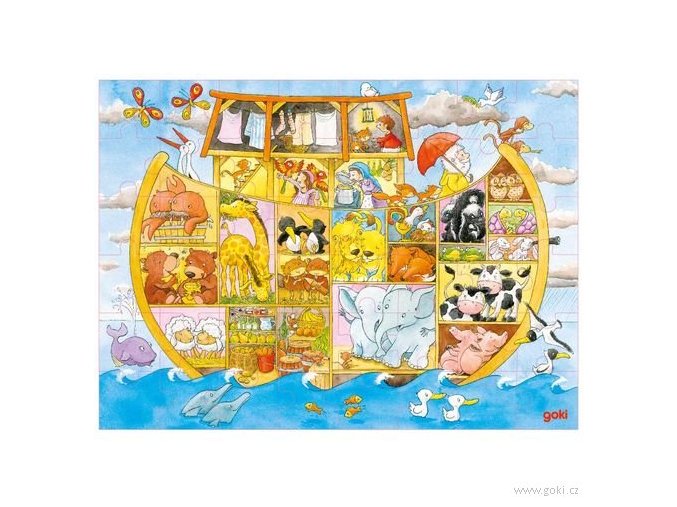 Dřevěné puzzle v krabičce NOEMOVA ARCHA (48 dílků)