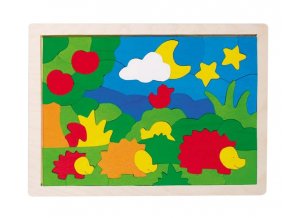 Dřevěné pestrobarevné puzzle