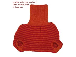Pletené vlňáčky PoPoLiNi Oranžové s karmínovými proužky DOPRODEJ