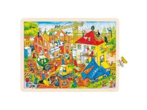 Puzzle na desce - NA STAVBĚ, 96 dílů