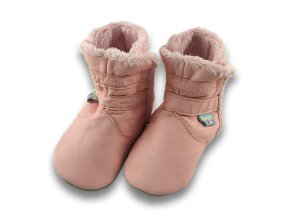 Kožené vyteplené capáčky SnuggleFeet - ZIMNÍ růžové - DOPRODEJ