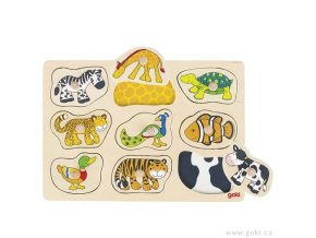 Puzzle s dřevěnými úchytkami – ZVÍŘÁTKA (9 dílů)