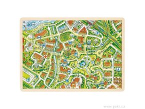 Dřevěné puzzle na desce MAPA MĚSTA, 192 díly