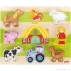 Dřevěné puzzle i kostky pro nejmenší – na farmě, 8 dílů