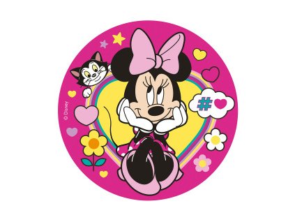 114381 6 DISCOS OBLEA MINNIE LAZO ROSA 20CM FOIL 3