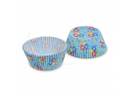 kosicky na muffiny modre s balonky 5 x 3 cm 40 ks