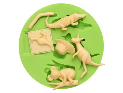 7ES 0046 Animal Themed Crocodile Kangaroo Koala Silicone Molds Fondant Mould for cake decorating