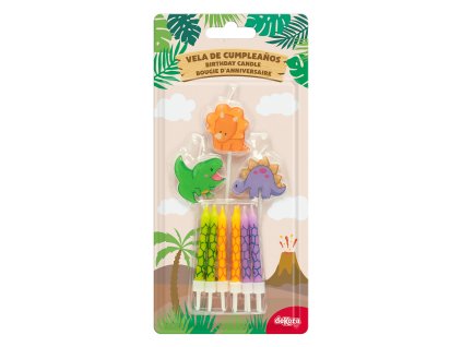 345407 MIX VELAS CUMPLEAÑOS DINOSAURIOS 2D PALILLO 3