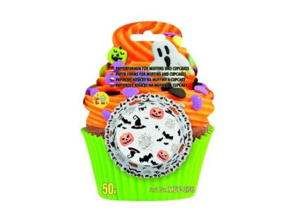 alvarak kosicky na muffiny bile s halloweenskymi motivy 50 ks