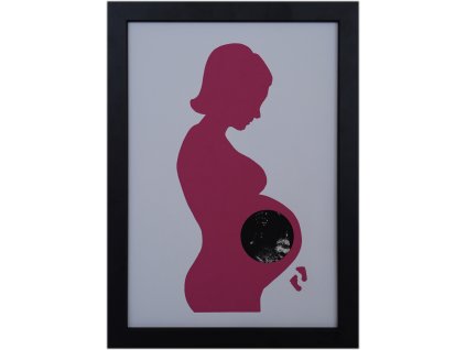 Rámeček na fotku z ultrazvuku (varianta Culík, barevné provedení černá postava, barva pozadí a rámečku bílé pozadí, černý rámeček)