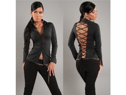 Košile se šněrováním na zádech Černá (Velikost XL)