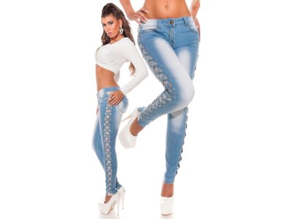 Džíny se šněrováním na boku KouCla (Velikost 42)