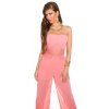 Dámský bandeau overal s krajkou v pase Koucla korálový (Velikost L)