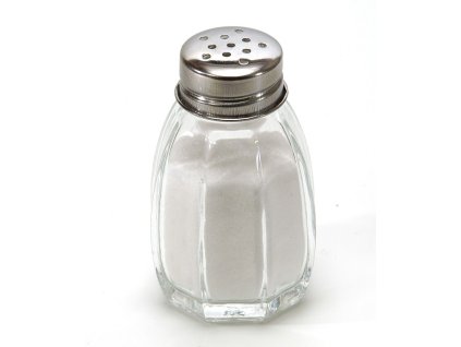 Salt shaker on white background