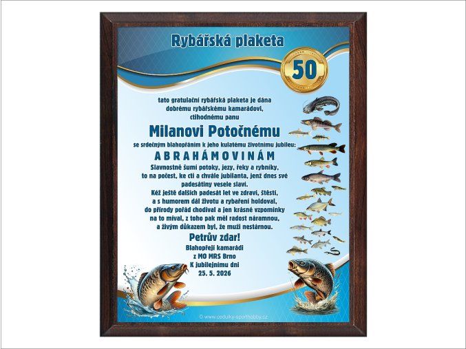 Dárek modrý 50 rybář CZ
