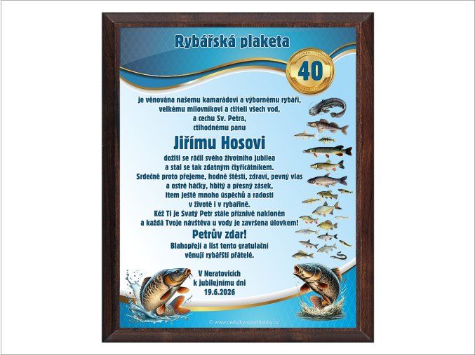 Dárek modrý 40 rybář CZ