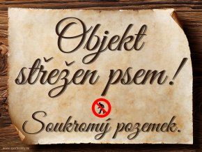 3013 Cedulka Objekt střežen psem
