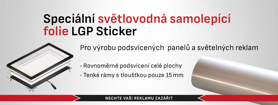 Samolepicí LGP fólie pro podsvícení reklamních panelů a lightboxů – ideální pro použití s plexi deskami SIGNTECH