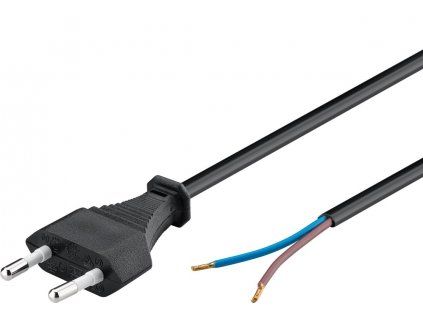 Flexo kabel síťový dvoužílový 230V s vidlicí | 2m | černý