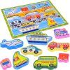 Dřevěné puzzle dopravní vozidla 9 dílné