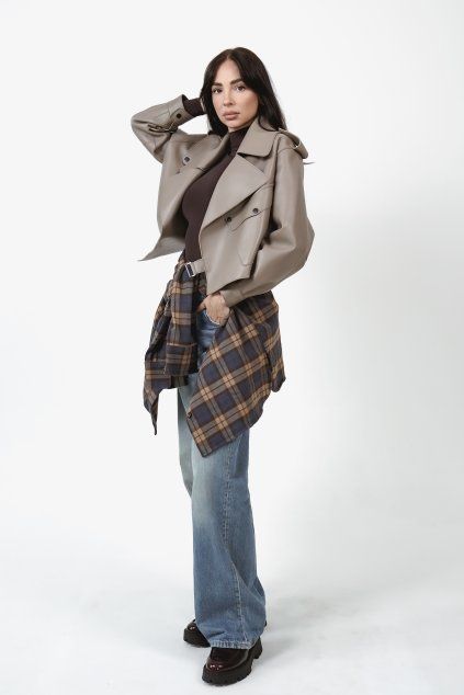 Sofi Leather Jacket - STONE